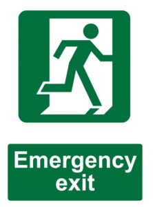 green emergency exit sign 