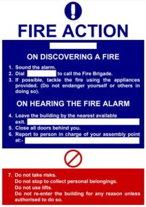 fire action signs 