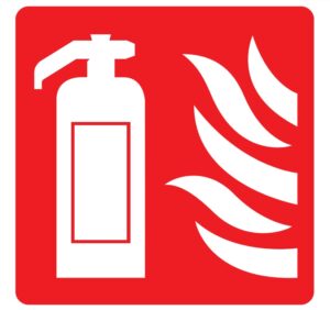 red fire safety health and safety sign